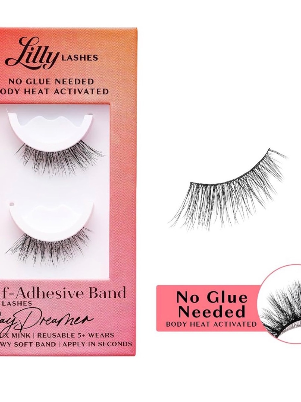 Lilly Lashes Pink Gradient Packaging No-Glue Faux Mink Lashes